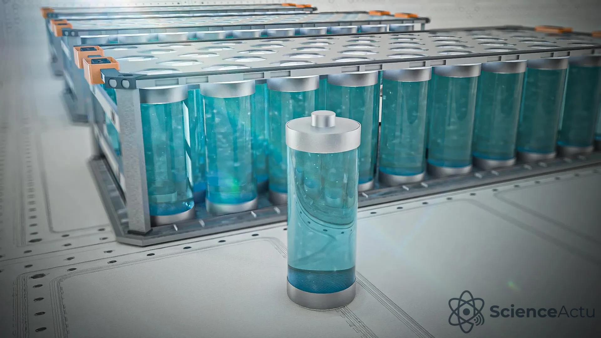 Structure moléculaire d'une batterie sodium-ion hydratée