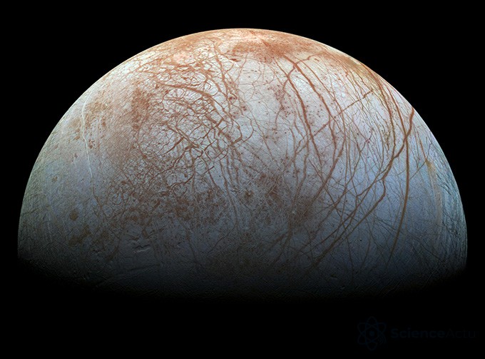 Illustration de la sonde Europa Clipper approchant la lune Europe