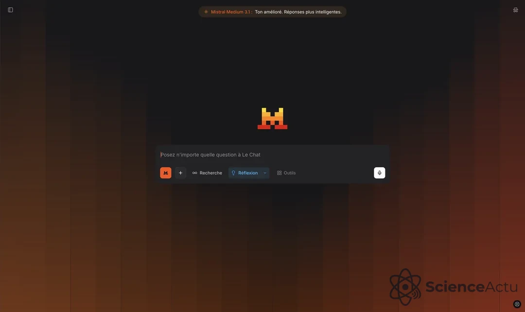 interface épurée du Chat Mistral