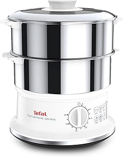 Tefal, Cuiseur vapeur, Cuisson saine, Bols en acier inoxydable, Empilables, Minuterie, Arrêt automatique, Pièces lavables au lave-vaisselle, Convenient Series, VC145130