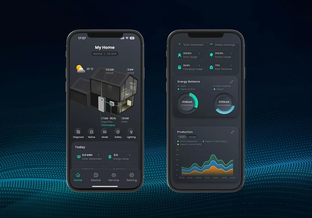Application mobile de suivi de consommation et stockage électricité solaire.