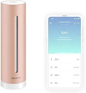 Netatmo Capteur Qualité Air Intérieur Intelligent, Détecteur CO2, Température, Humidité, Bruit - Contrôle Maison, Environnement Sain, Alertes Automatiques - NHC-EC