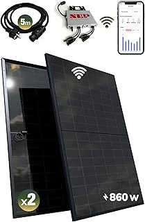 Kit solaire balcon 800W – Plug and Play – 2 panneaux solaires bifaciaux 430W – ALL BLACK – TOPCon – Micro-onduleur NEP BDM800W – Câble de 5 m – Application de surveillance