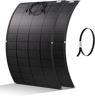 ECO-WORTHY Panneau Solaire Souple 400W(2 * 200W), Matériau ETFE Cellule Mono 18BB 25% de Conversion élevée pour Balcon, Camping-car, Bateau, Toit, Camping, Maison, Yacht, Surfaces irrégulières