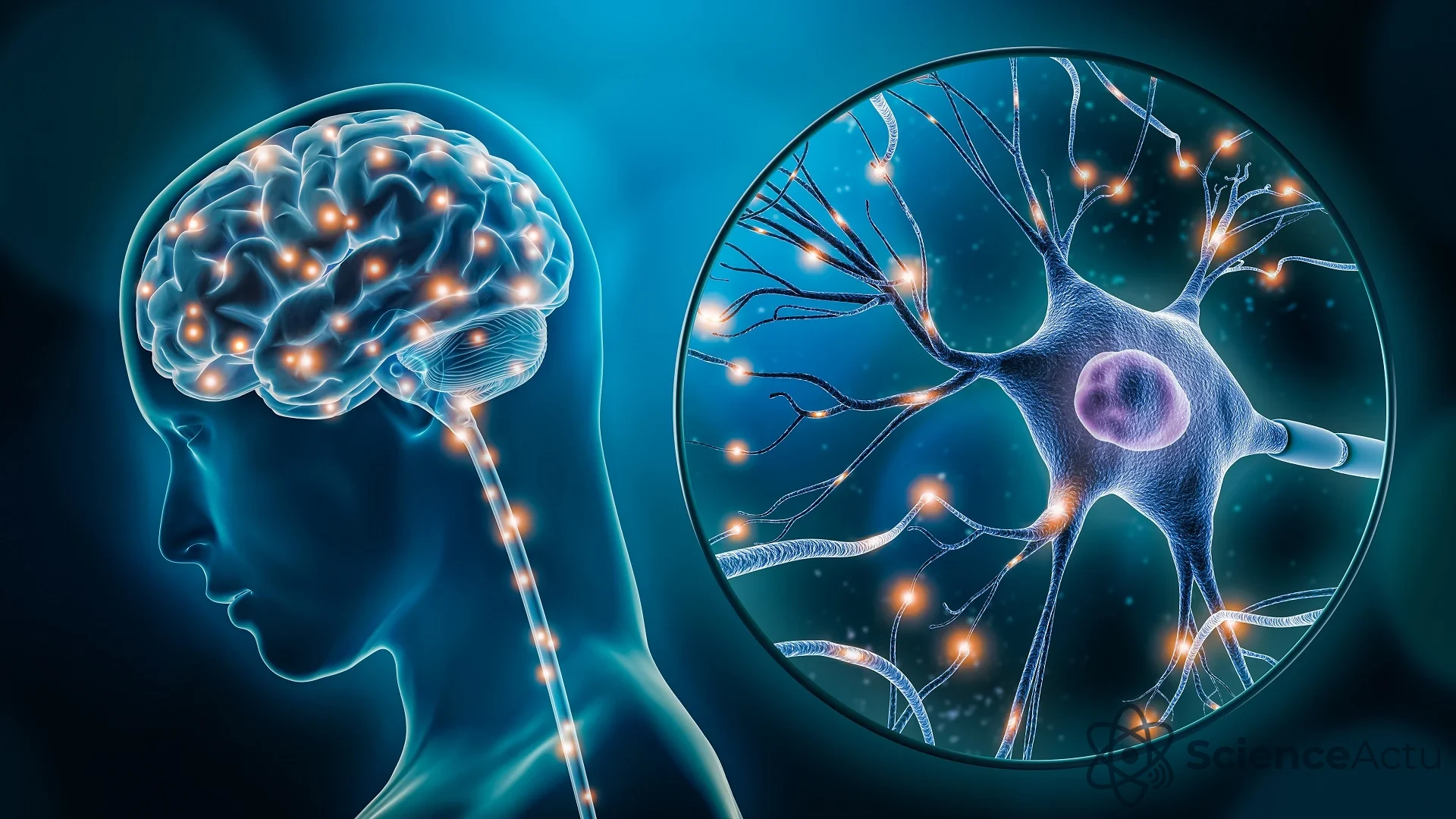 Schéma conceptuel du nerf vague reliant le cerveau au système digestif