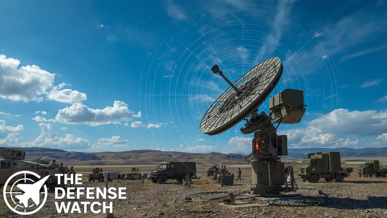 Radar de surveillance militaire à balayage électronique pour la détection de cibles aériennes.