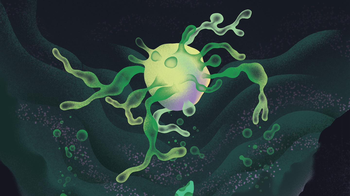 Illustration d'un microbe vert