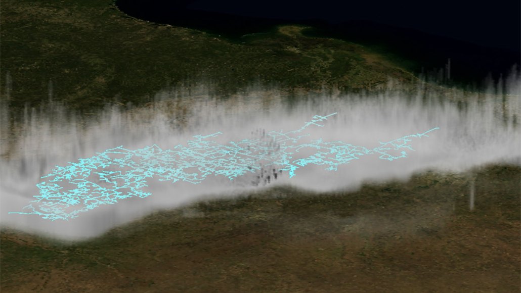 Visualisation du méga-éclair record de 829 km au-dessus du Midwest américain