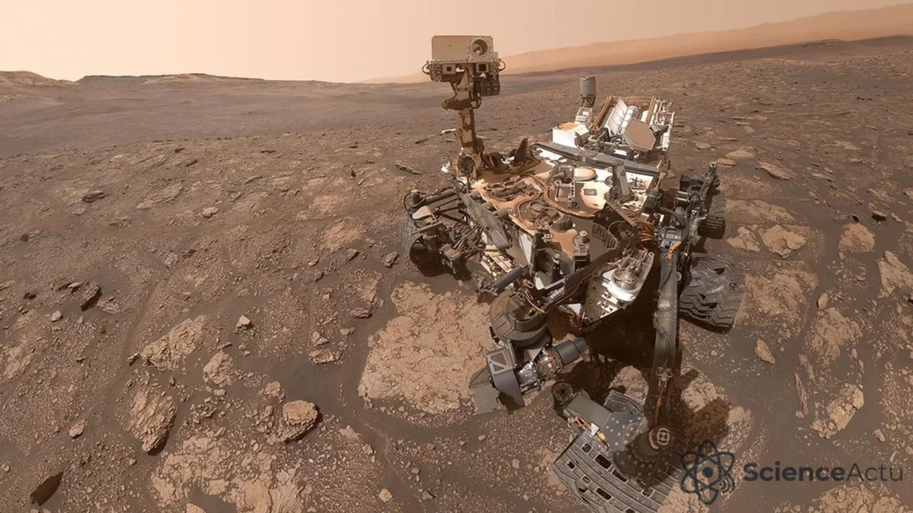 Gros plan des trous forés par Curiosity sur le site martien Mary Anning