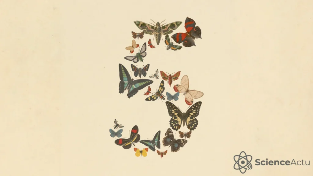 Illustration officielle d’Anthropic montrant le chiffre 5 composé de papillons pour Claude Fable 5 et Mythos 5