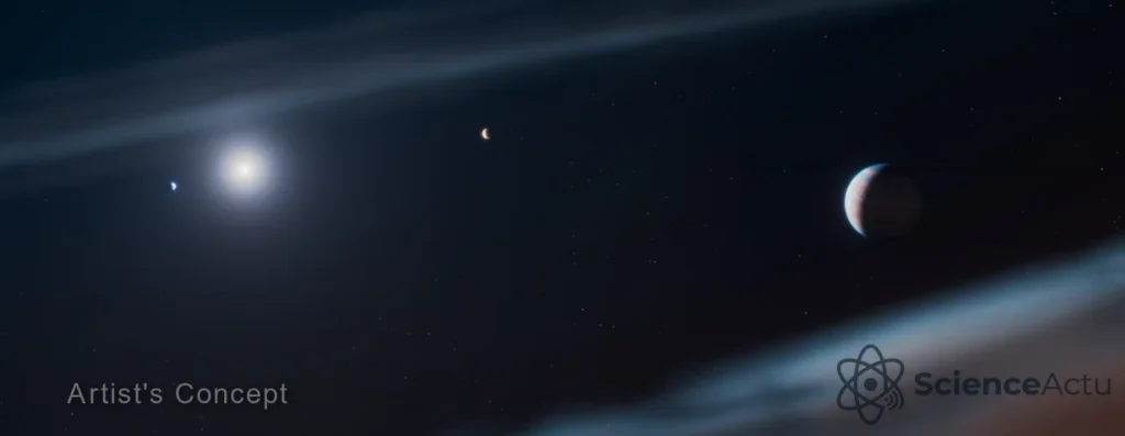 Illustration officielle du système Beta Pictoris avec la planète d