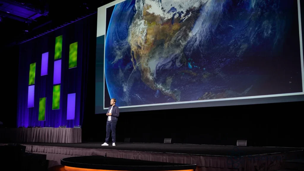 Écran de présentation NVIDIA à SIGGRAPH 2026 pour les technologies de simulation et d'IA physique