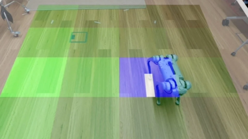 Robot chien associé à une démonstration de pilotage par ordinateur biologique