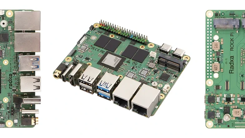 Vues de la carte Radxa Dragon Q8B présentées dans sa documentation.