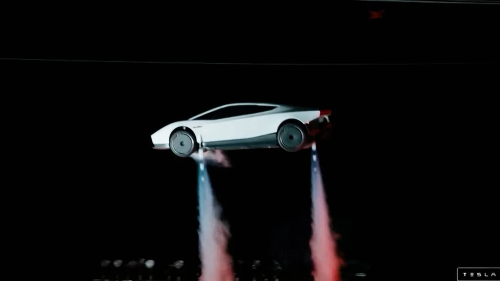 Capture de la diffusion Tesla présentant la nouvelle génération du Roadster à McGregor, au Texas.